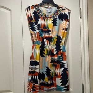 Bar III Cinches Waist Multi-Color Print Dress